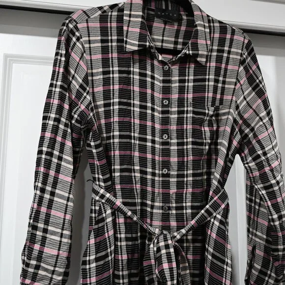 HATCH Small Alyssa Plaid Button Front Shirt Dress Midi Maternity - Picture 4 of 12